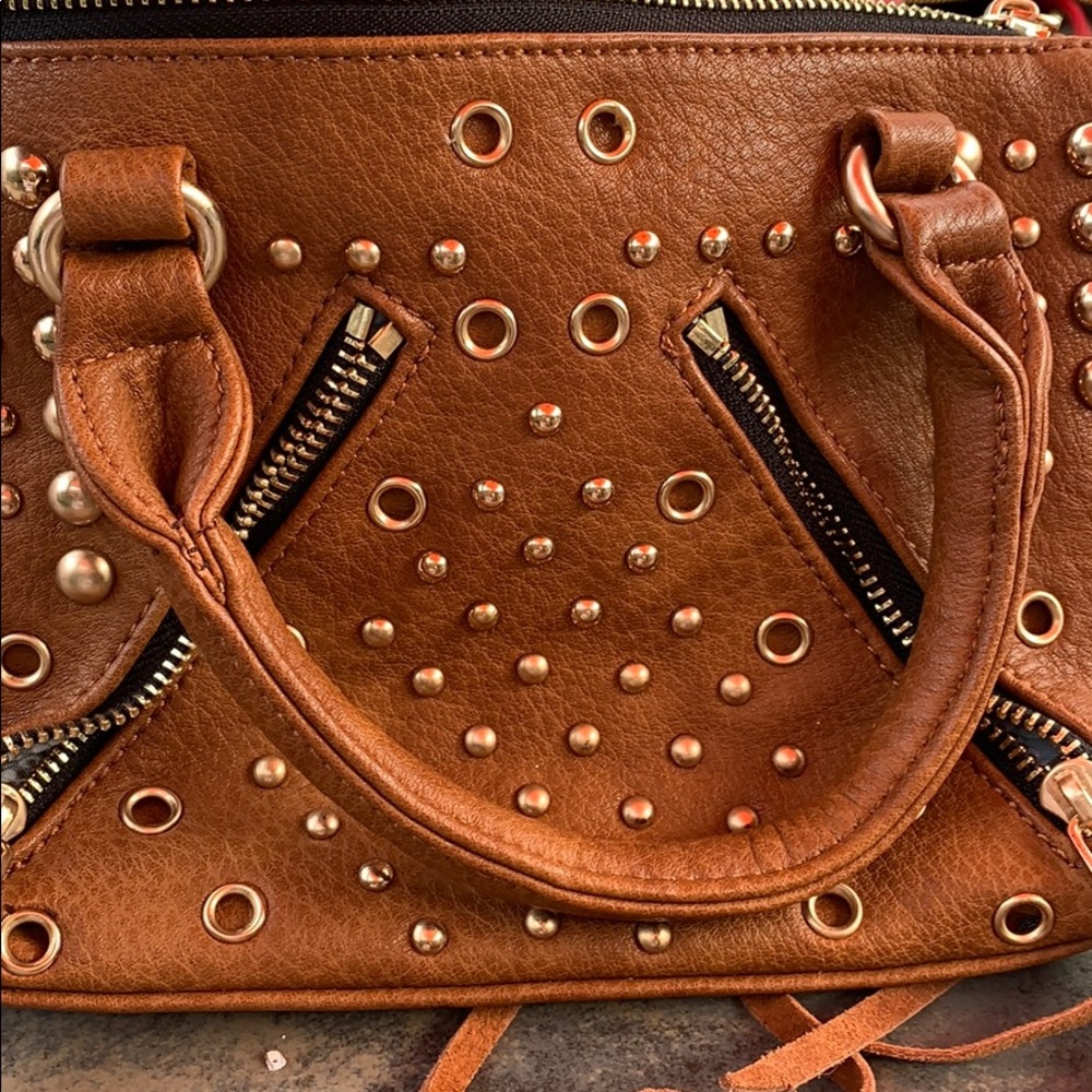 Mode luxe brown leather hand bag